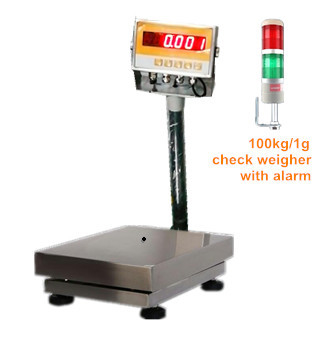 Verificador de peso automático de acero inoxidable IN-CWS100-1 100kg 1g RS485 100000 divisiones Con plataforma de 300*400mm y luz de alarma con pantalla LED